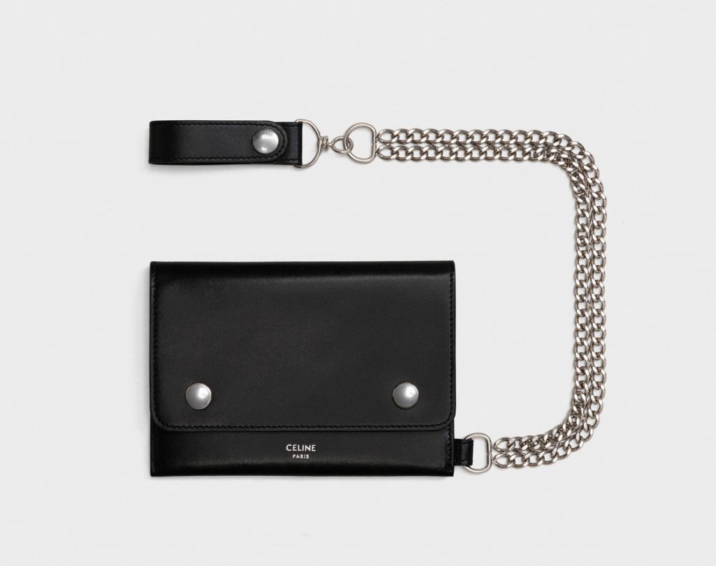 Biker wallet with chain in smooth calfskin