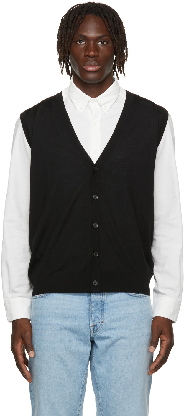 black button up vest top