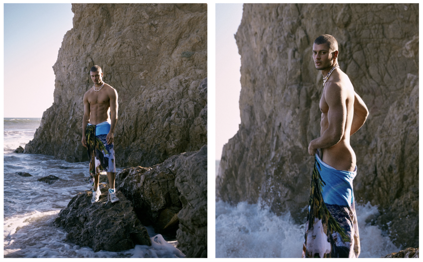  “BAJAWOOD Pride Wild Horses” beach towel, BAJA EAST by Scott Studenberg  |  necklaces, Brandon's own