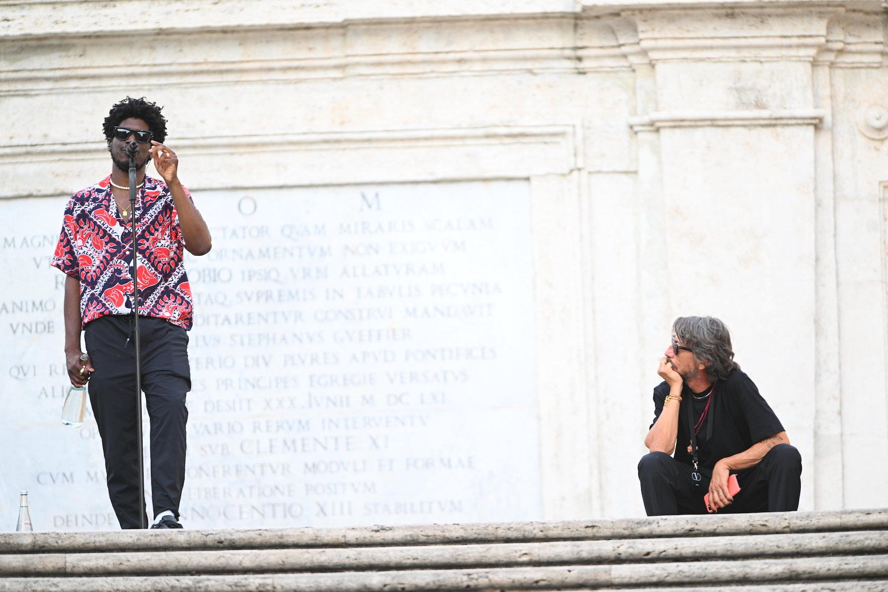  Labrinth and Pierpaolo Piccioli at Rome's Piazza di Spagna.